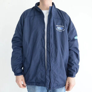 VTG 90'S Rivers End Team Oakridge Ford Embroidered  Logo Navy Zip Up Lined Coat